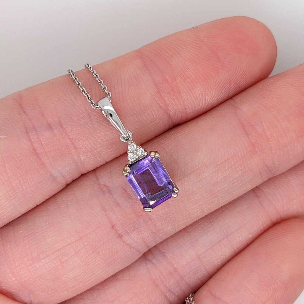 2cts Zambian Emerald Pendant in Solid 14K White Gold with Natural Diamonds